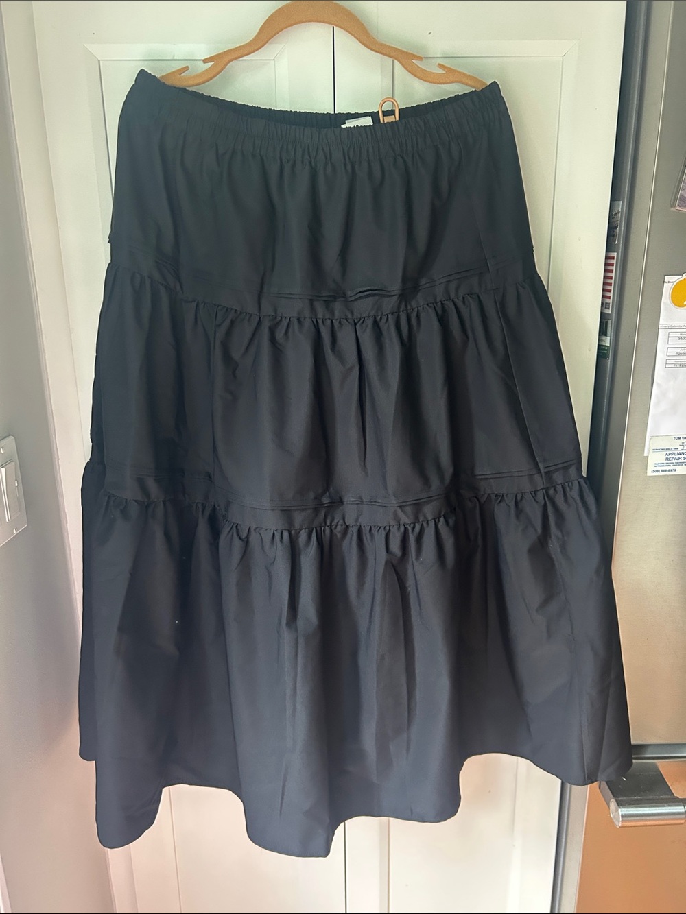 WD.NY Black Tiered A-Line Skirt with Elastic Waistband